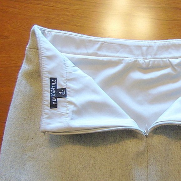 J Crew Mercantile Wool Oatmeal Pencil Mini Skirt Size 4 - 6 - Picture 8 of 11